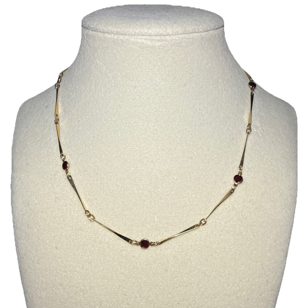 Park Lane January Birthstone Faux Garnet and Gold Tone Choker Necklace Vtg J-11M